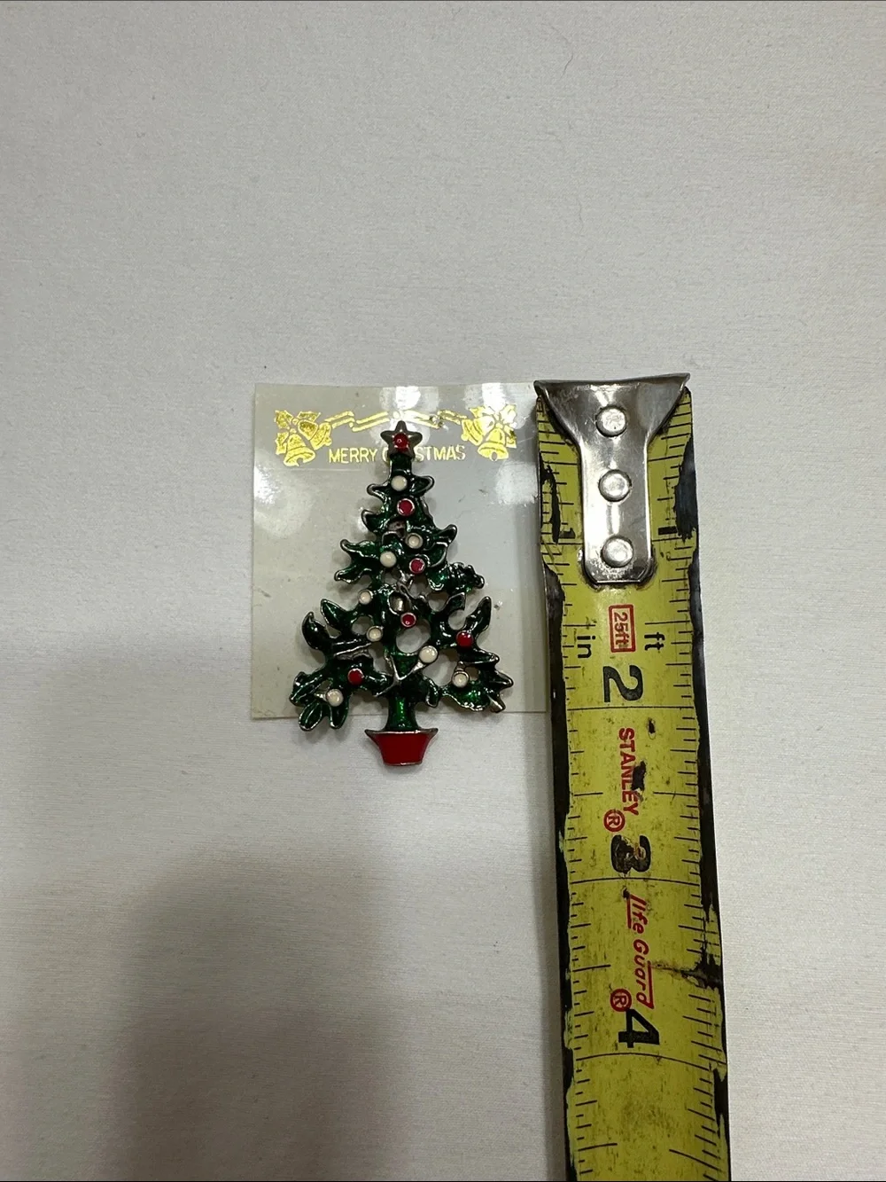 Festive Green and Red Christmas Tree Brooch - Holiday Pin